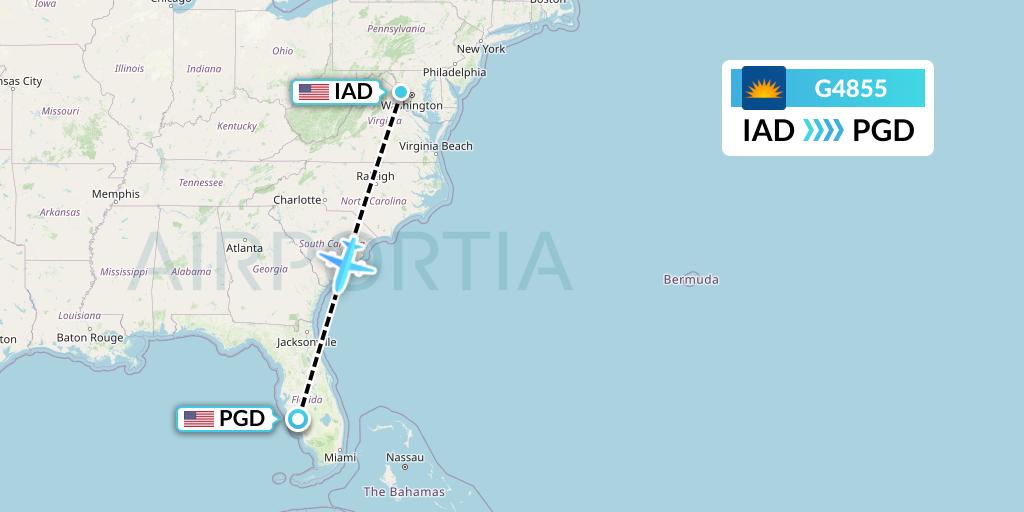 G4855 Allegiant Air Flight Map: Washington to Punta Gorda