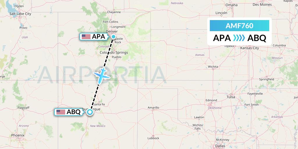 AMF760 Ameriflight Flight Map: Denver to Albuquerque
