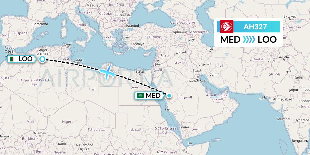 AH327 Air Algerie Flight Map: Medina to Laghouat