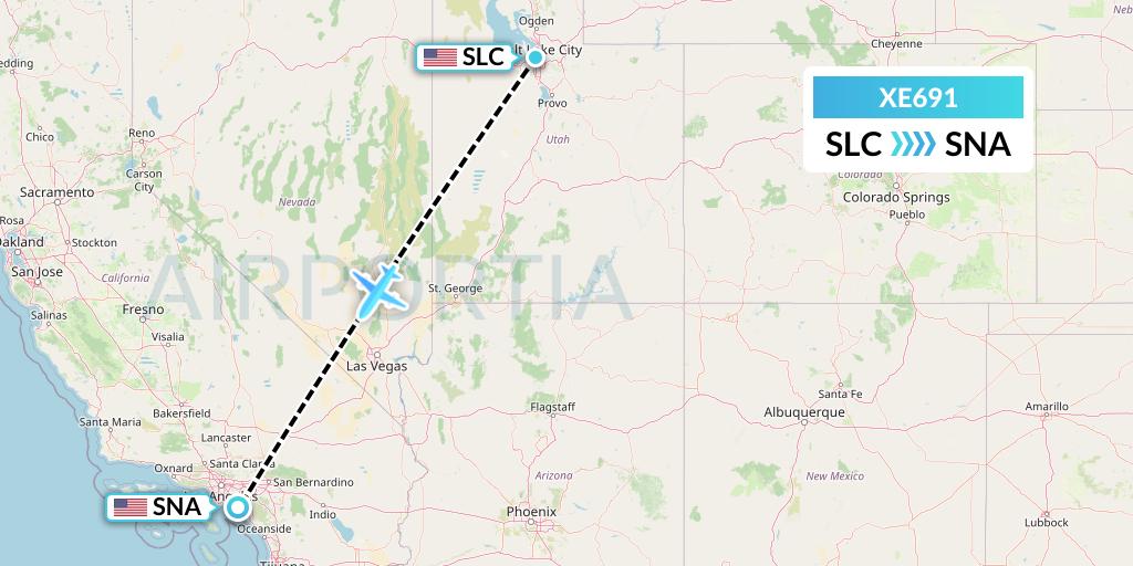 XE691 Jsx Flight Map: Salt Lake City to Orange County