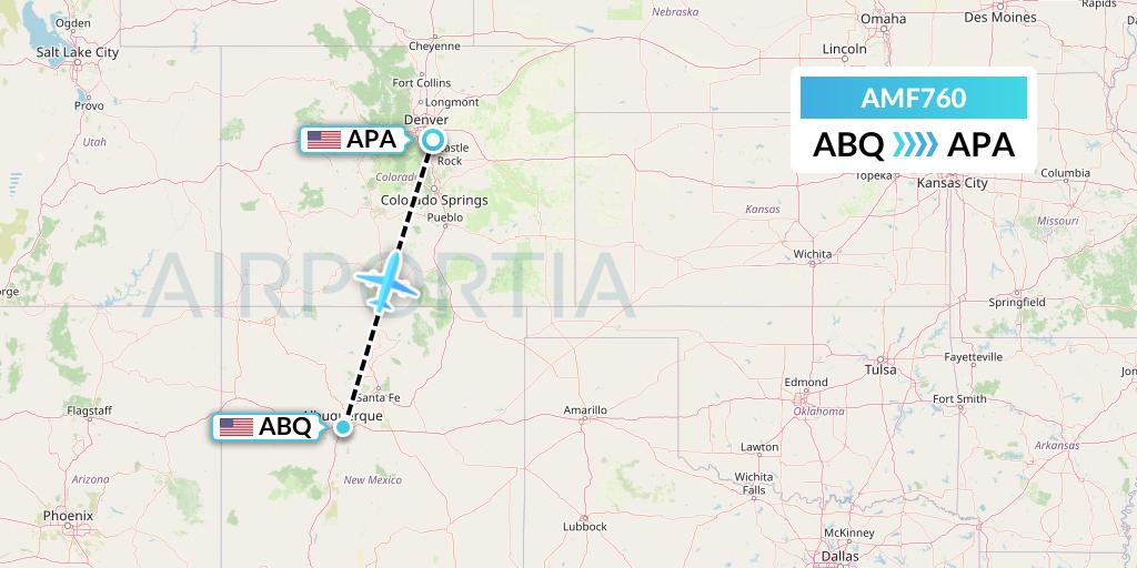 AMF760 Ameriflight Flight Map: Albuquerque to Denver