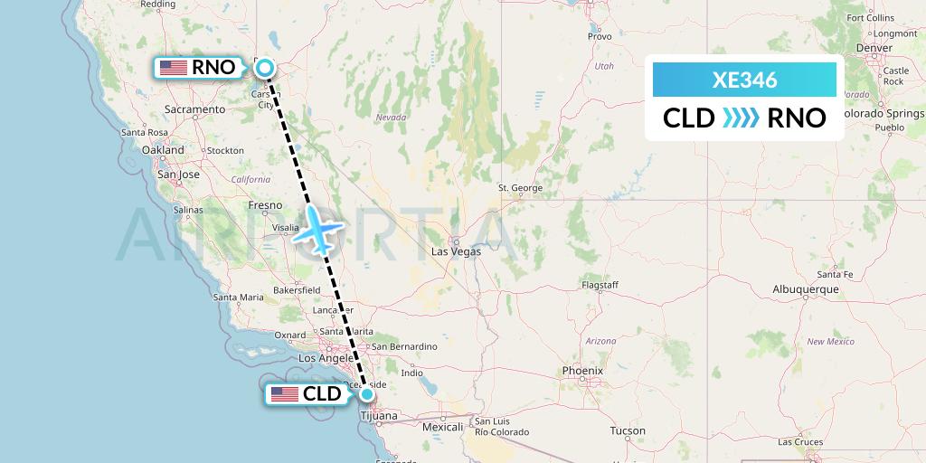 XE346 Jsx Flight Map: San Diego to Reno