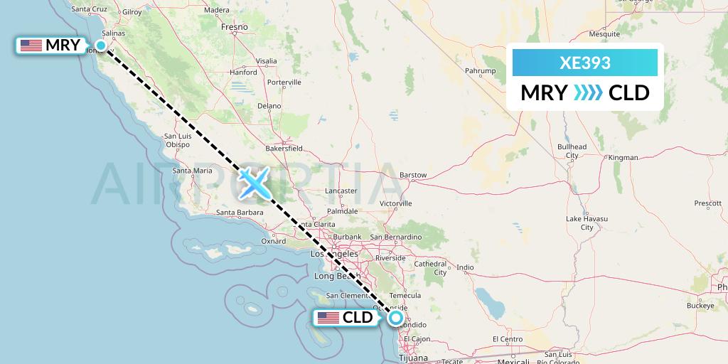 XE393 Jsx Flight Map: Monterey to San Diego