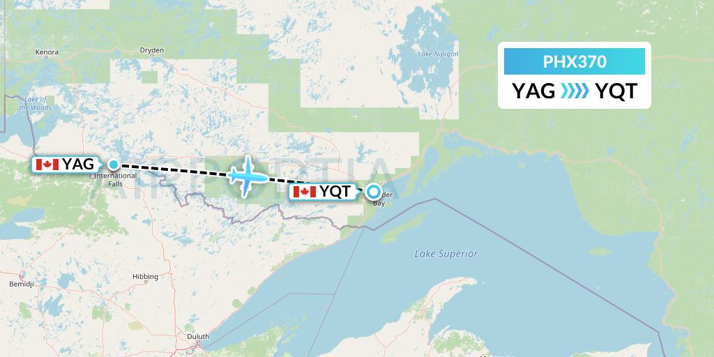 PHX370 SkyCare Flight Map: Fort Frances to Thunder Bay