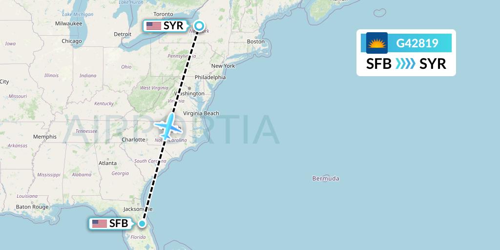 G42819 Allegiant Air Flight Map: Orlando to Syracuse