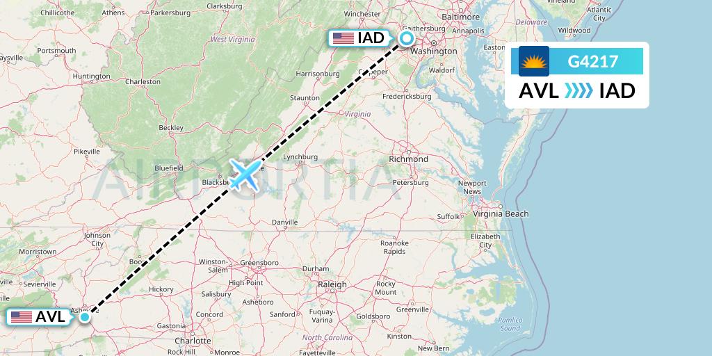 G4217 Allegiant Air Flight Map: Asheville to Washington