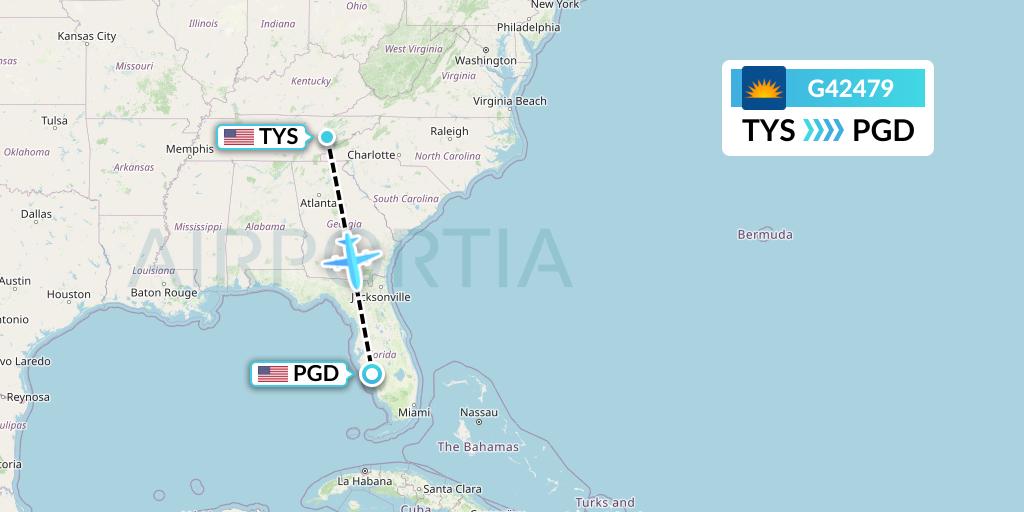 G42479 Allegiant Air Flight Map: Knoxville to Punta Gorda