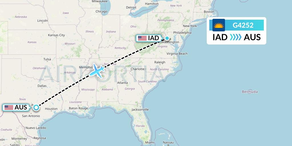 G4252 Allegiant Air Flight Map: Washington to Austin