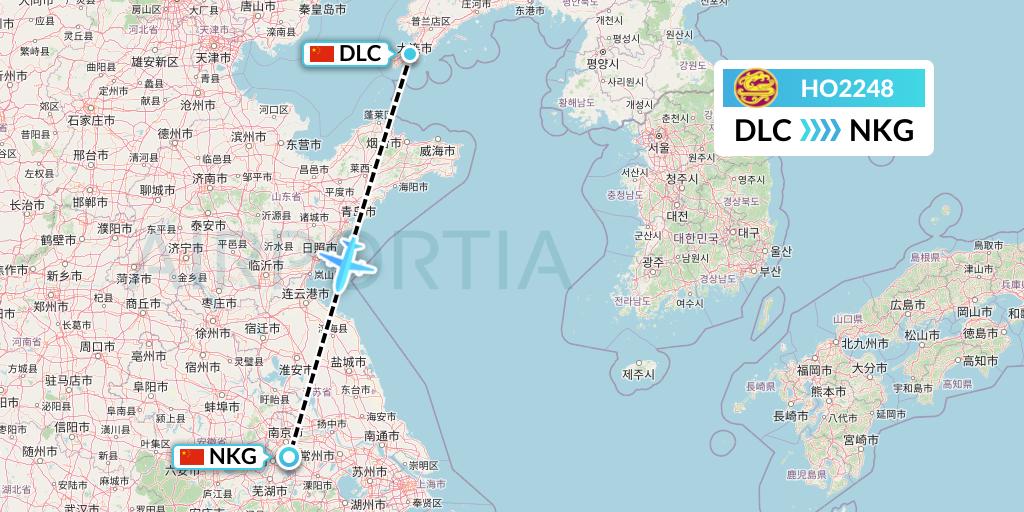 HO2248 Juneyao Airlines Flight Map: Dalian to Nanjing