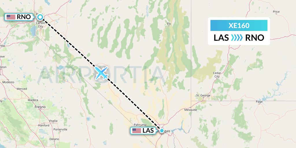 XE160 Jsx Flight Map: Las Vegas to Reno