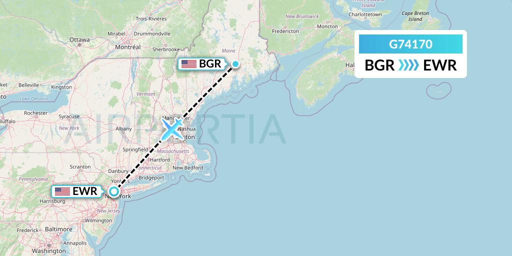 G74170 GoJet Flight Map: Bangor to New York
