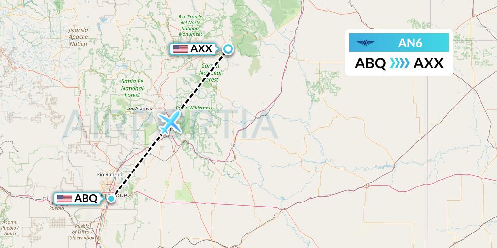 AN6 Advanced Air Flight Map: Albuquerque to Angel Fire