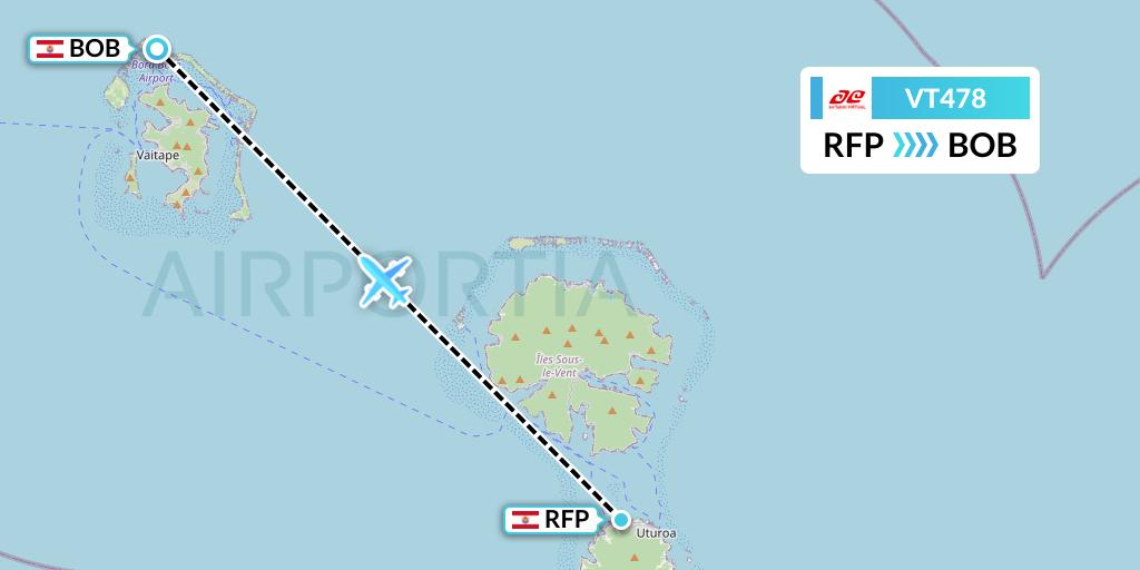 VT478 Air Tahiti Flight Map: Raiatea to Bora Bora