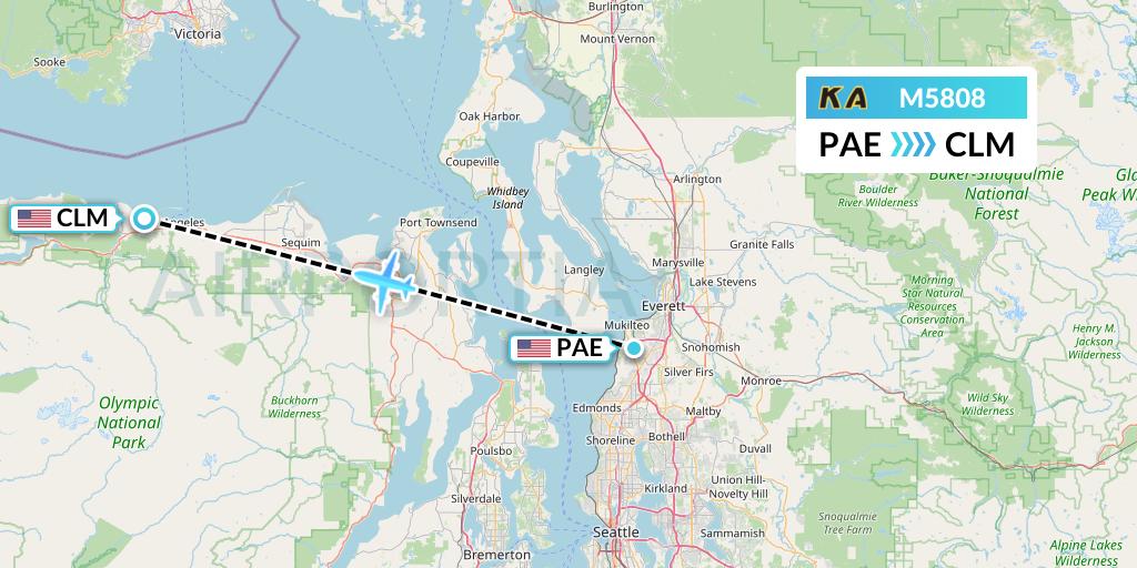 M5808 Kenmore Air Flight Map: Everett to Port Angeles
