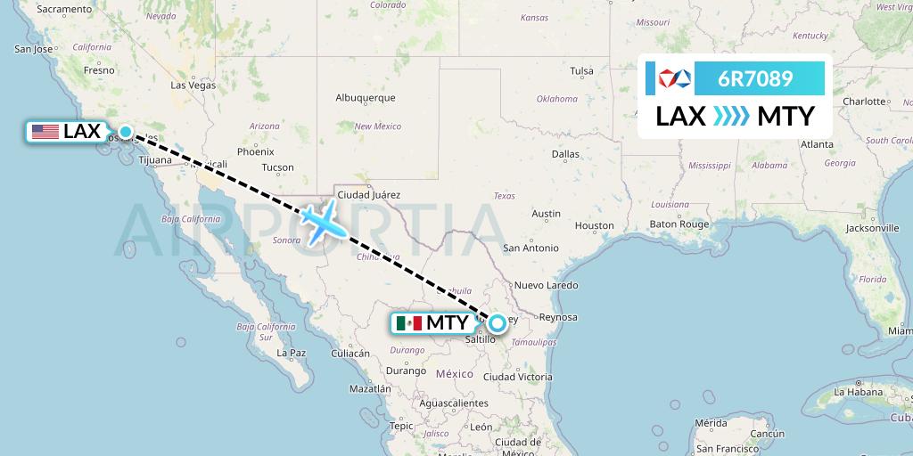 6R7089 Alrosa Flight Map: Los Angeles to Monterrey