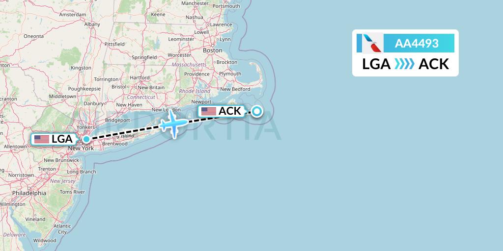 AA4493 American Airlines Flight Map: New York to Nantucket