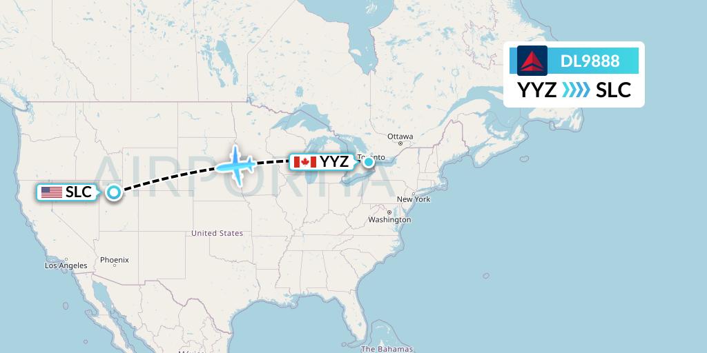 DL9888 Delta Air Lines Flight Map: Toronto to Salt Lake City
