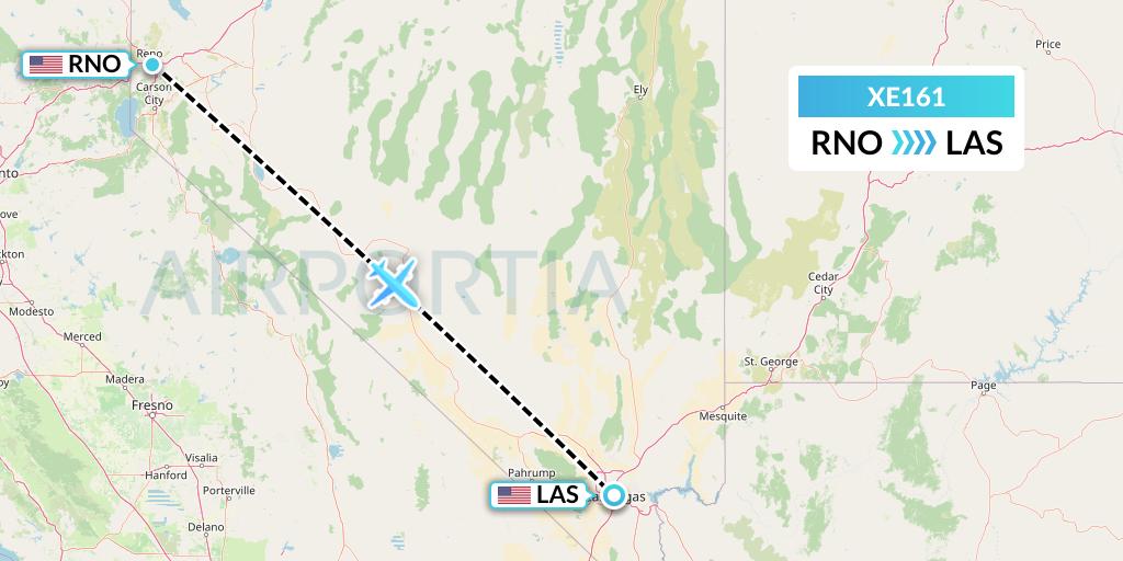 XE161 Jsx Flight Map: Reno to Las Vegas