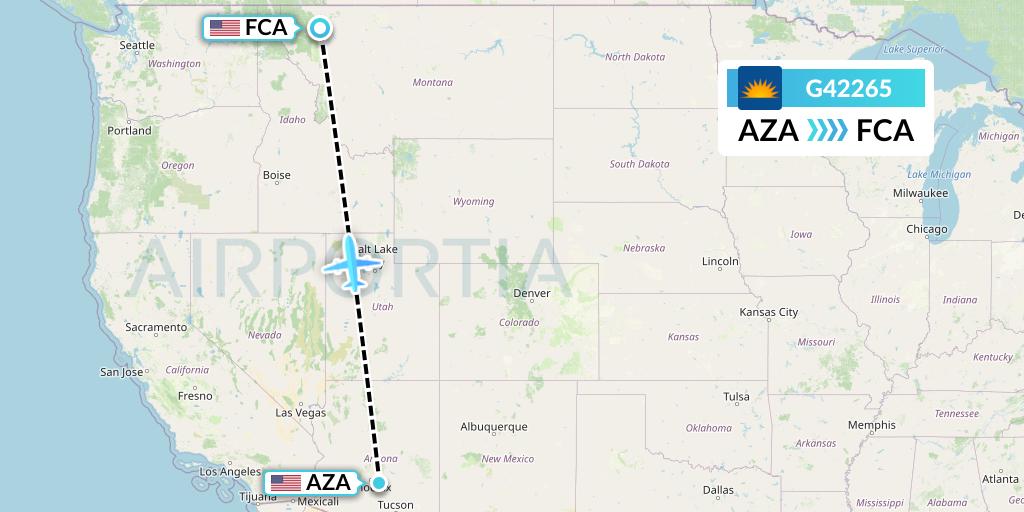 G42265 Allegiant Air Flight Map: Phoenix to Kalispell