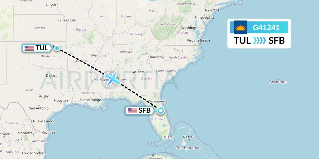 G41241 Allegiant Air Flight Map: Tulsa to Orlando
