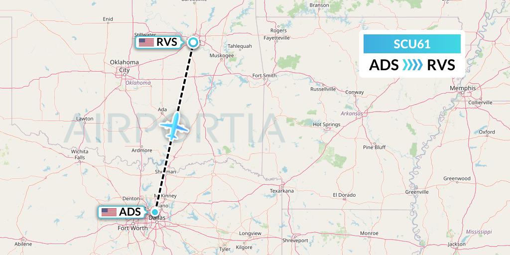 SCU61 Air Scorpio Flight Map: Dallas to Tulsa