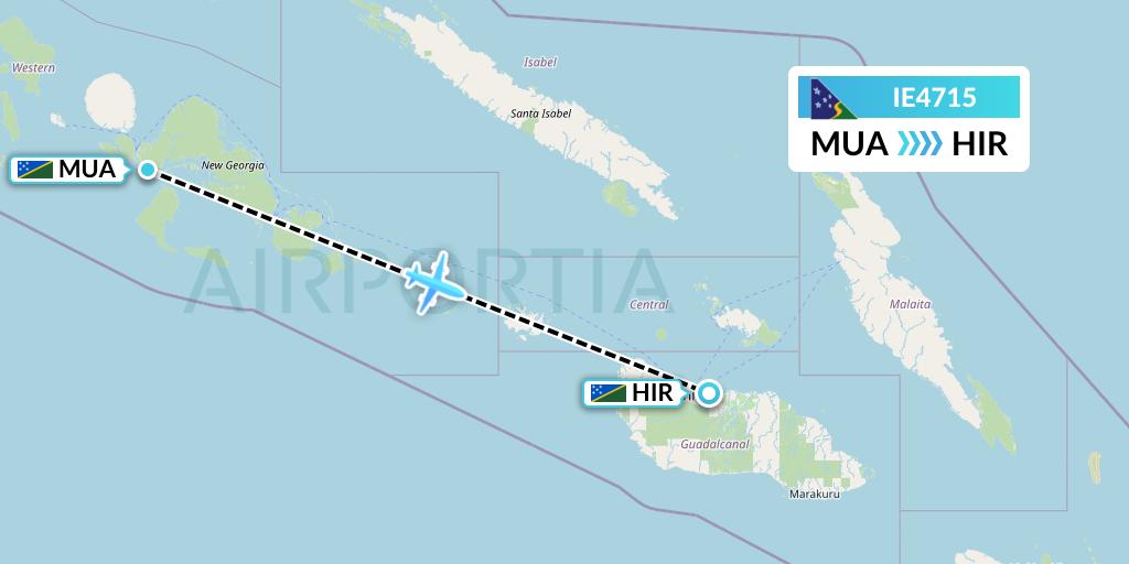 IE4715 Solomon Airlines Flight Map: Solomon Islands to Honiara
