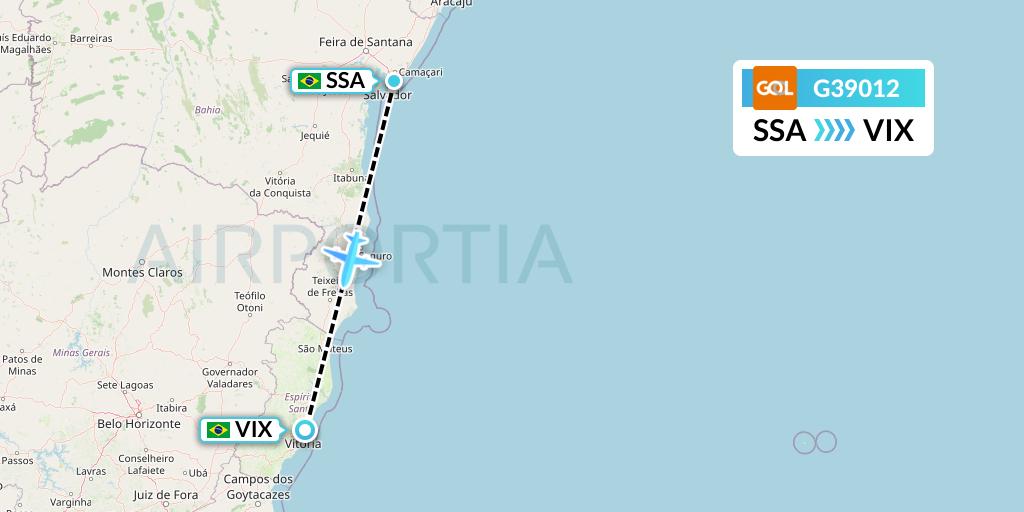G39012 GOL Transportes Aeros Flight Map: Salvador to Vitoria
