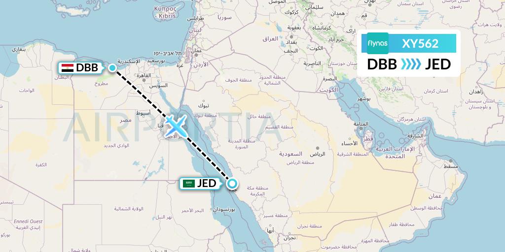 XY562 Flynas Flight Map: El Alamein to Jeddah