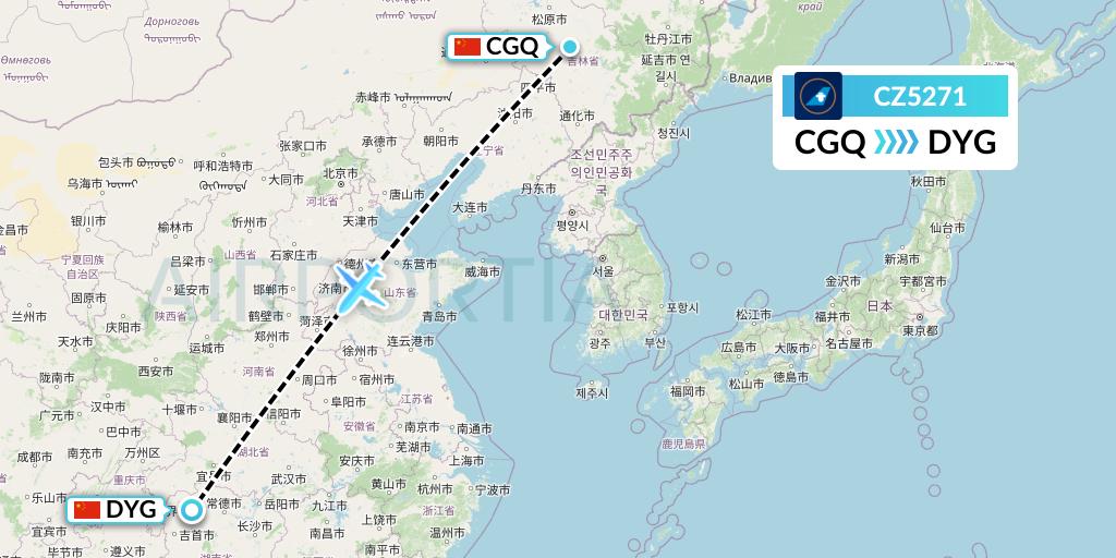 CZ5271 China Southern Airlines Flight Map: Changchun to Dayong