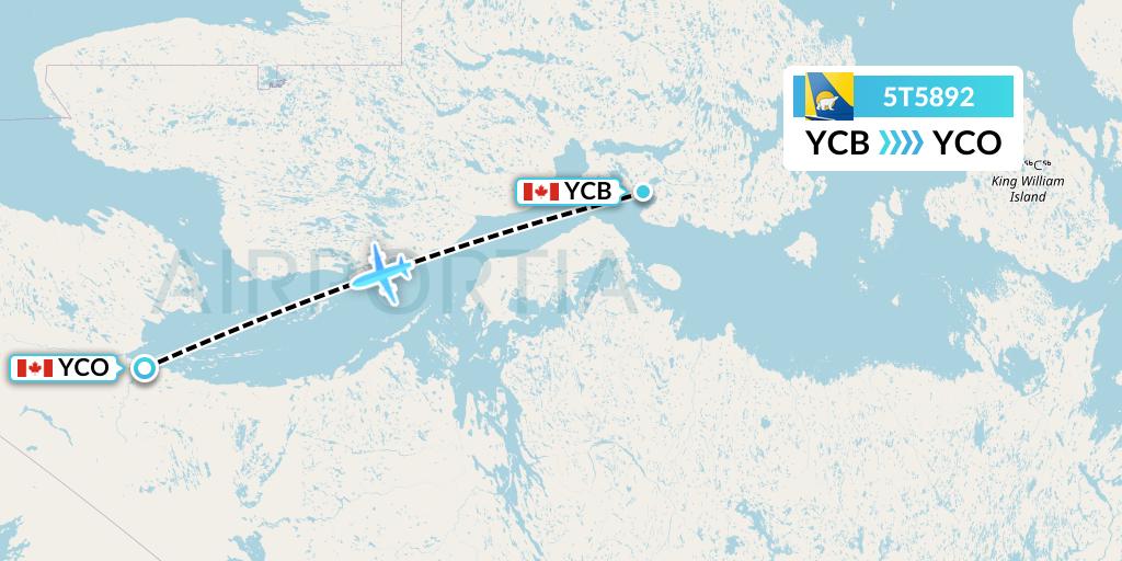 5T5892 Canadian North Flight Map: Cambridge Bay to Kugluktuk