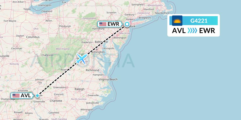 G4221 Allegiant Air Flight Map: Asheville to New York