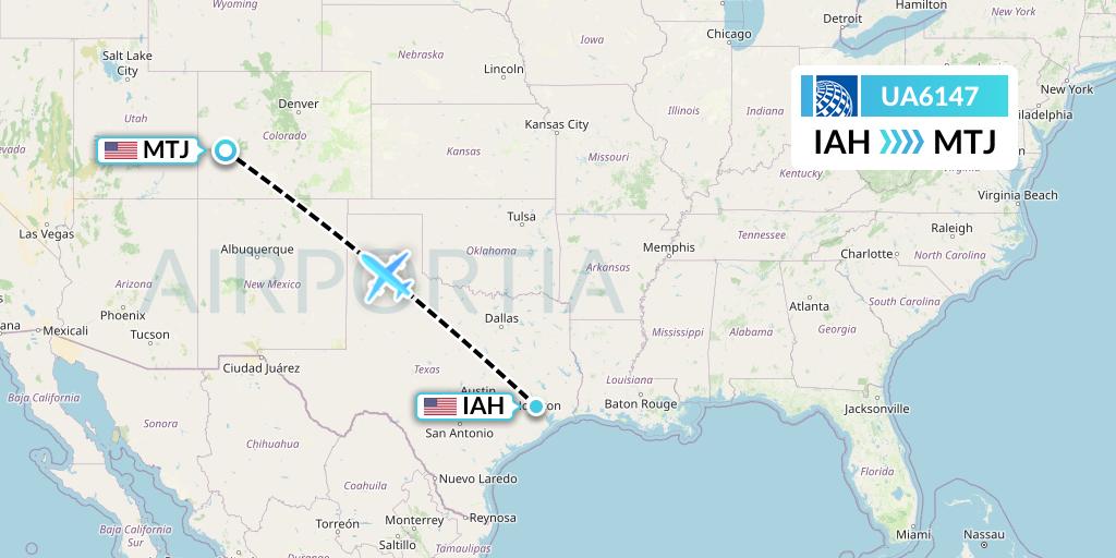 UA6147 United Airlines Flight Map: Houston to Montrose