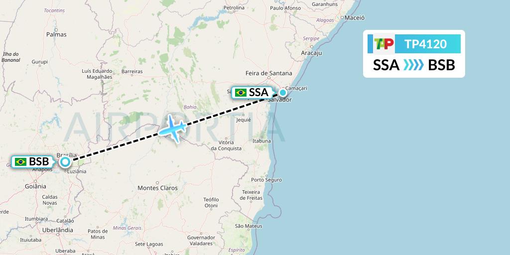 TP4120 TAP Portugal Flight Map: Salvador to Brasilia