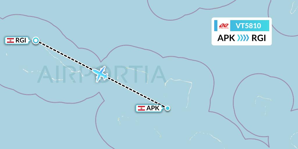 VT5810 Air Tahiti Flight Map: Apataki to Rangiroa