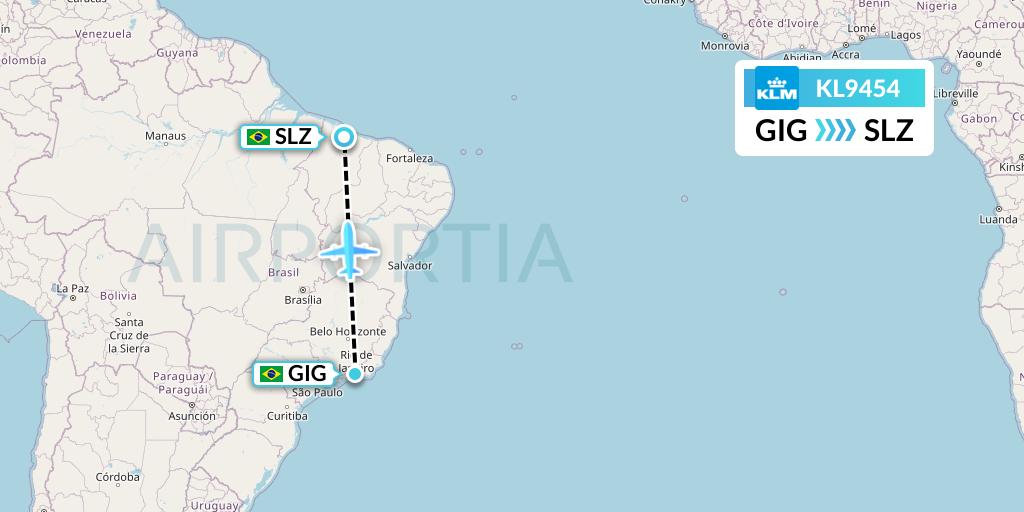 KL9454 KLM Flight Map: Rio de Janeiro to Sao Luis