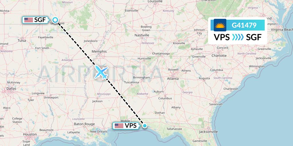 G41479 Allegiant Air Flight Map: Valparaiso to Springfield