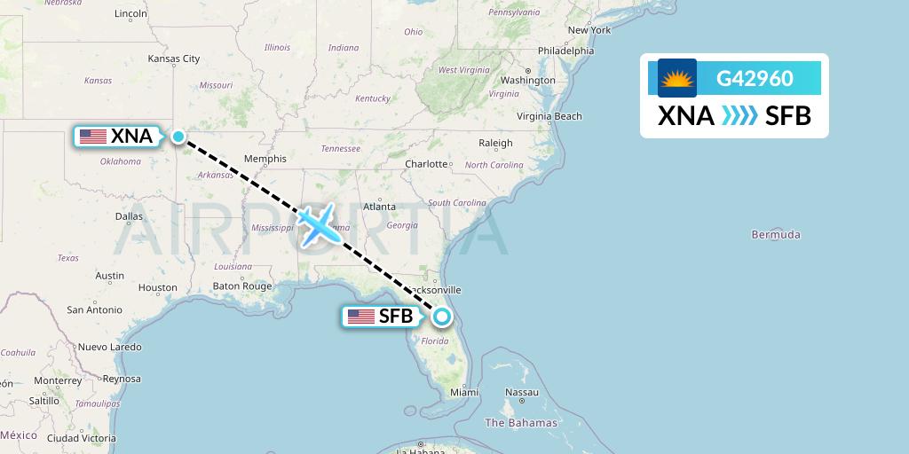 G42960 Allegiant Air Flight Map: Bentonville to Orlando