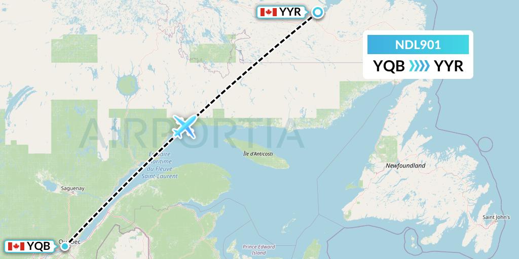 NDL901 Chrono Aviation Flight Map: Quebec to Goose Bay