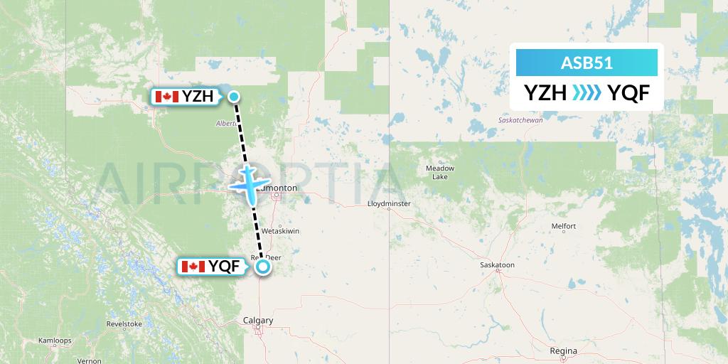 ASB51 Air Spray Flight Map: Slave Lake to Red Deer