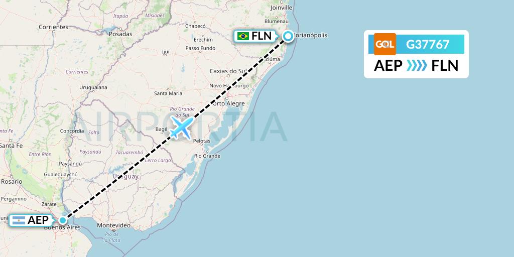 G37767 GOL Transportes Aeros Flight Map: Buenos Aires to Florianopolis