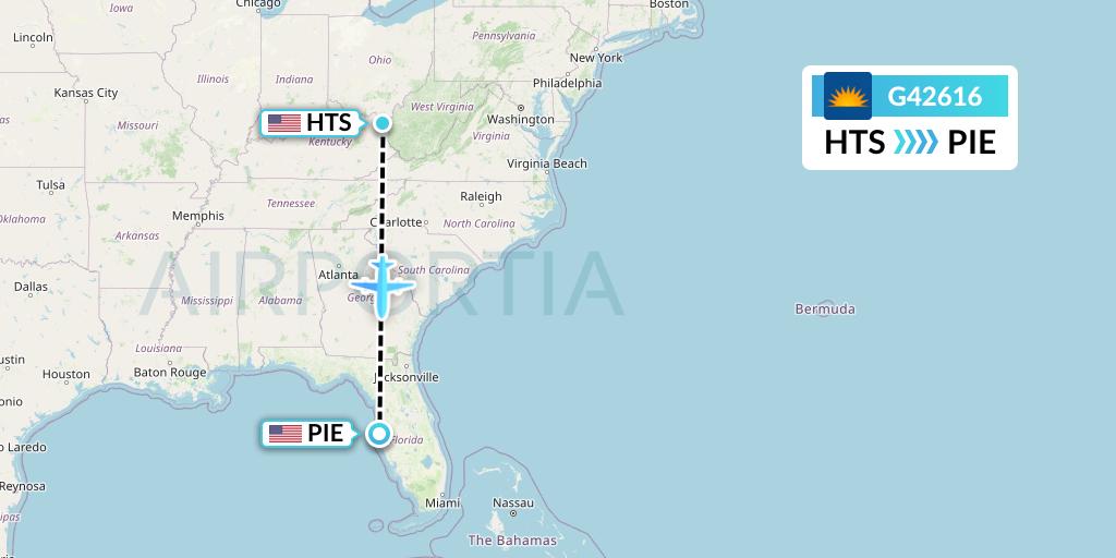 G42616 Allegiant Air Flight Map: Huntington to St. Petersburg