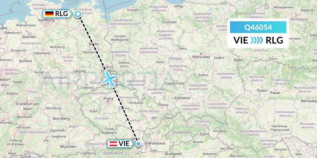 Q46054 Euroairlines Flight Map: Vienna to Rostock