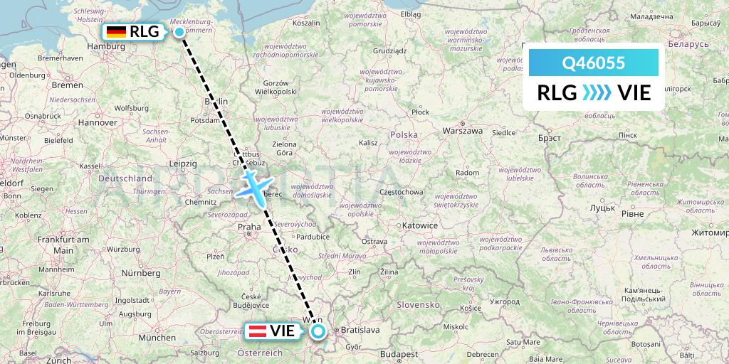 Q46055 Euroairlines Flight Map: Rostock to Vienna