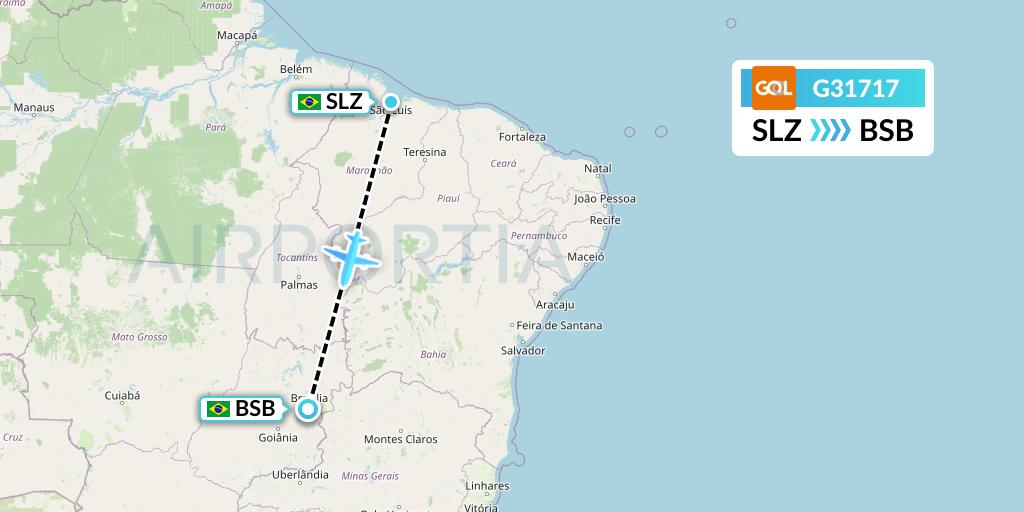 G31717 GOL Transportes Aeros Flight Map: Sao Luis to Brasilia