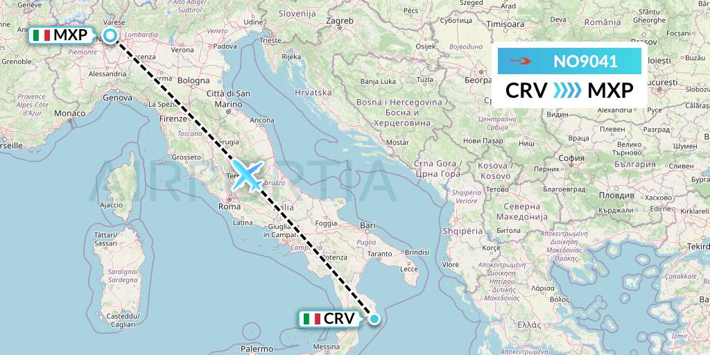 NO9041 Neos Flight Map: Crotone to Milan
