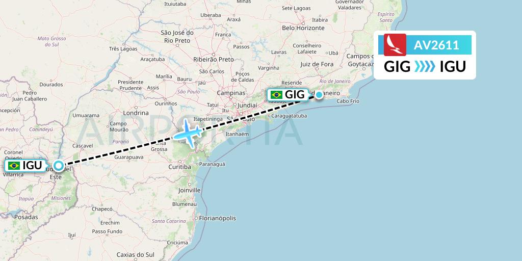 AV2611 Avianca Flight Map: Rio de Janeiro to Foz do Iguacu