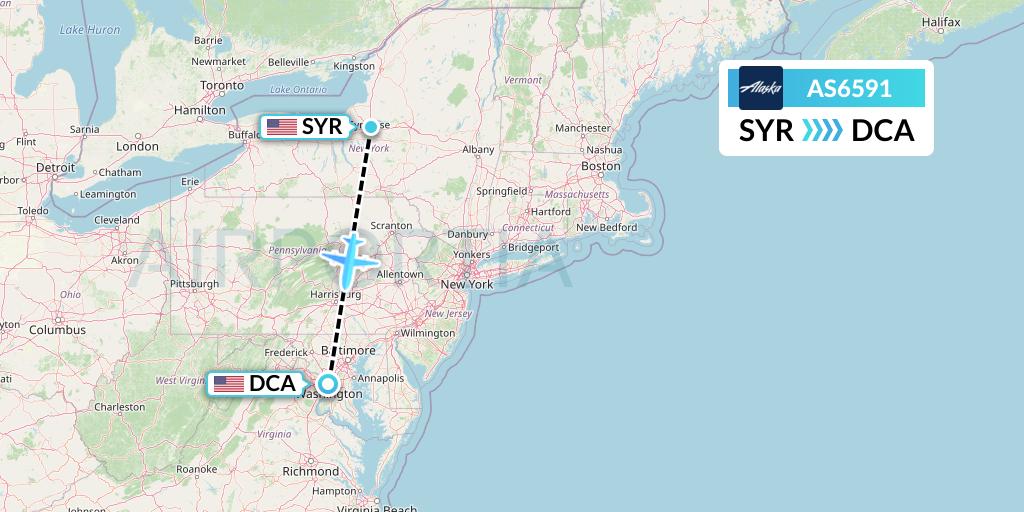AS6591 Alaska Airlines Flight Map: Syracuse to Washington