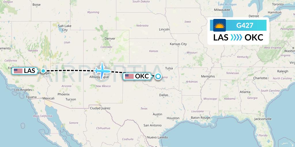 G427 Allegiant Air Flight Map: Las Vegas to Oklahoma City