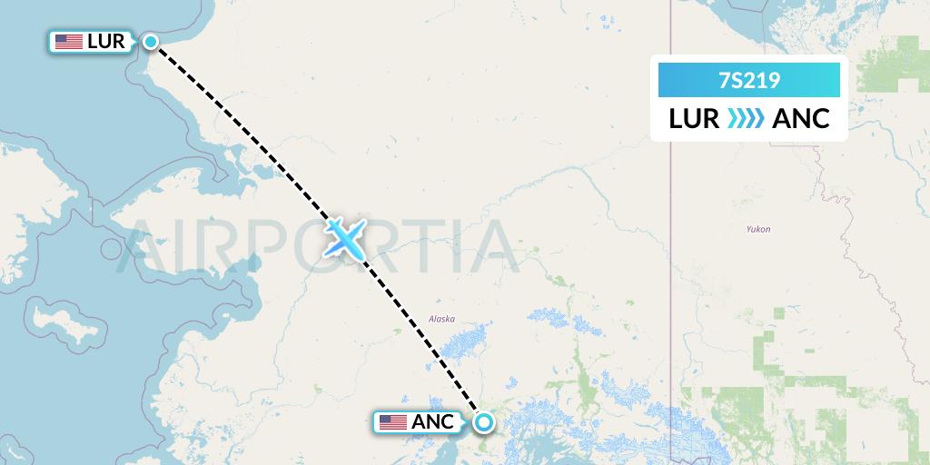 7S219 Ryan Air (USA) Flight Map: Cape Lisburne to Anchorage