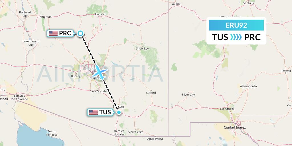 ERU92 Embry-riddle Aeronautical University Flight Map: Tucson to Prescott
